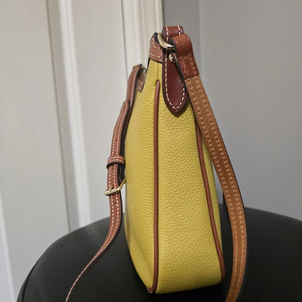 New Dooney Pebble Leather Pocket Crossbody - Color: Mustard - Picture 5 of 12